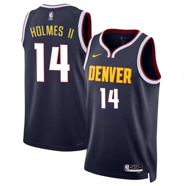 Mens Denver Nuggets #14 DaRon Holmes II Navy 2024 Draft Icon Edition Stitched Basketball Jersey Dzhi